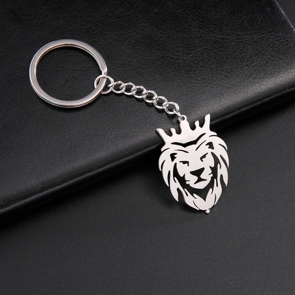 Sleutelhanger Leeuwenkop | RVS Tribal Dieren Totem | Koning der Beesten Hanger | Unisex Tasaccessoire | Goud & Zilver | Dawapara