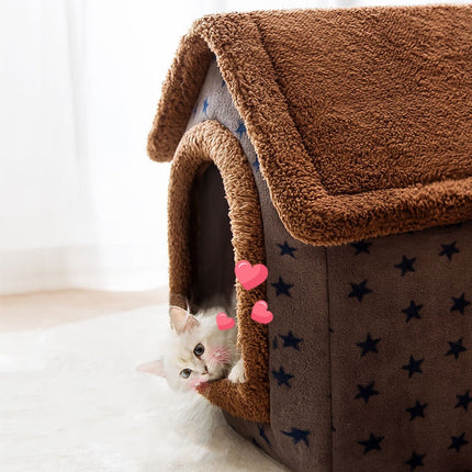 Fluffy Knus Huisje voor Huisdieren | Comfortabel Warm Nest voor Katten en Honden tot 4kg | Anti-slip Bodem | Afneembare Wasbare Hoes | Zachte Stof | Diverse Kleuren