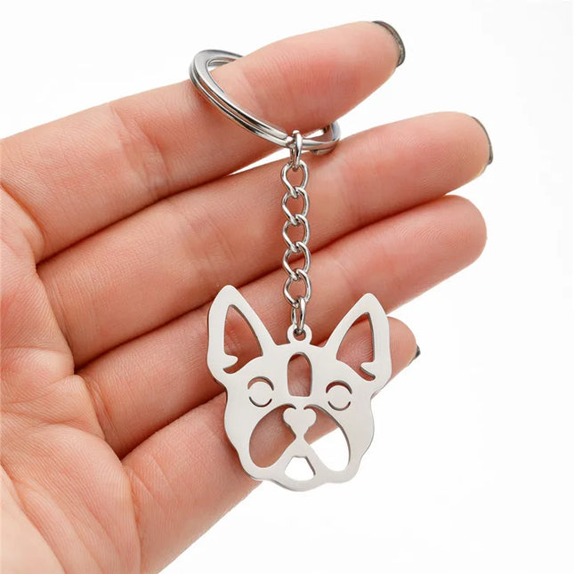 Roestvrijstalen Sleutelhanger Bulldog | Cartoon Dieren Sleutelhanger | Stijlvolle RVS Honden Sleutelhangers | Sleutelhanger Accessoire Cadeau voor Vrouwen & Mannen | Diverse Stijlen
