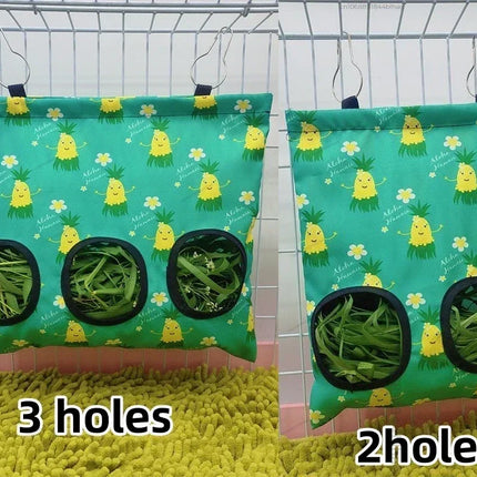 Hooizak voor kleine dieren | Hamster Konijn Cavia Voerhouder | Oxford Stof | Metalen Haak | Verspilling Verminderen | Kooihouder | Rood Groen Geel Oranje | Duurzame Kooivoeder Accessoires