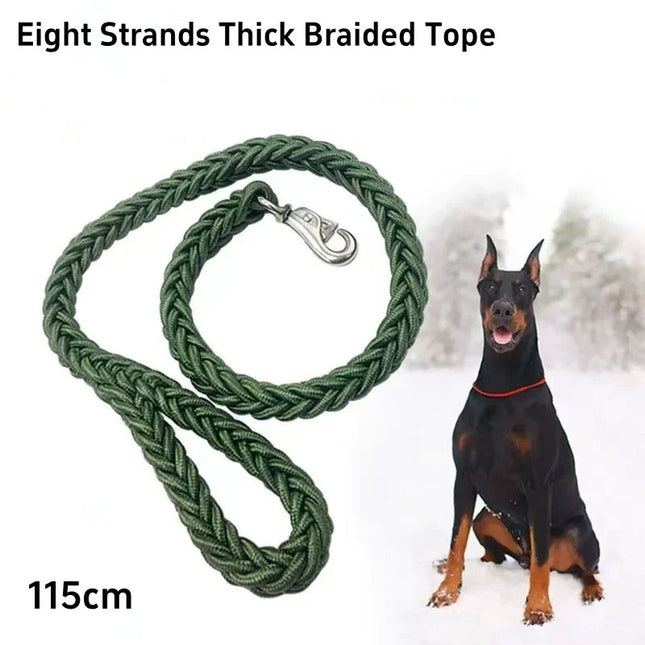 Sterke nylon hondenriem | Gevlochten touw met gesp | Alle seizoenen | Grote hondenriem voor bulldogs en rottweilers | Duurzaam en milieuvriendelijk | Geschikt voor wandelen, trainen en reizen