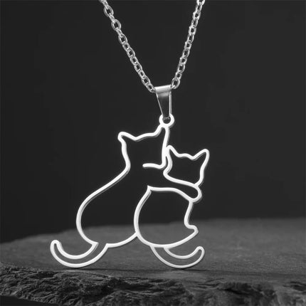 Honden en Katten Ketting voor Dames | Roestvrijstalen Dierenhanger | Sieraden Cadeau voor Huisdierenliefhebbers | Verstelbare RVS Ketting 45+5cm | Anti-allergisch & Duurzaam