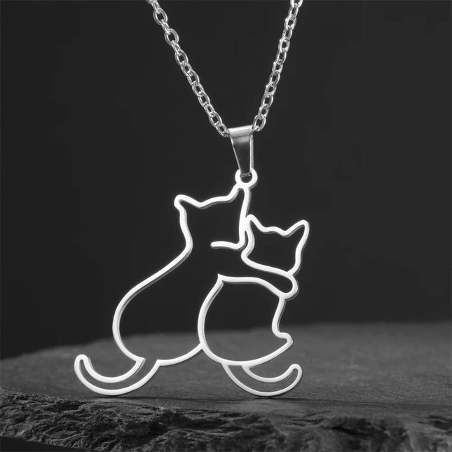 Honden en Katten Ketting voor Dames | Roestvrijstalen Dierenhanger | Sieraden Cadeau voor Huisdierenliefhebbers | Verstelbare RVS Ketting 45+5cm | Anti-allergisch & Duurzaam