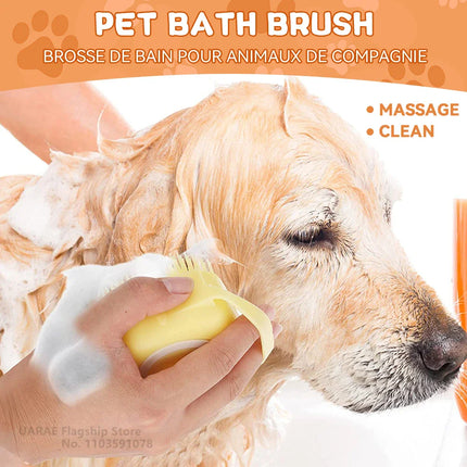 Multifunctionele Badborstel voor Huisdieren met Shampoo Dispenser | Zachte Siliconen Massage | Ideaal voor Honden & Katten | Ergonomisch Ontwerp | Inclusief Schuimreservoir