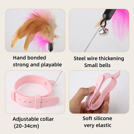 CatPlay Feathers | Flexibel Interactief Speelgoed met Veer en Bel voor Katten | Stimuleert Jachtinstinct | Duurzaam Siliconen