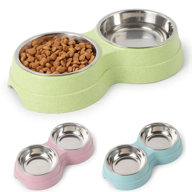 PawPerfect Dubbele Set | Roestvrijstalen Eet- & Drinkbakken voor Huisdieren | Antislip, Duurzaam & Hygiënisch