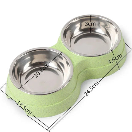 PawPerfect Dubbele Set | Roestvrijstalen Eet- & Drinkbakken voor Huisdieren | Antislip, Duurzaam & Hygiënisch
