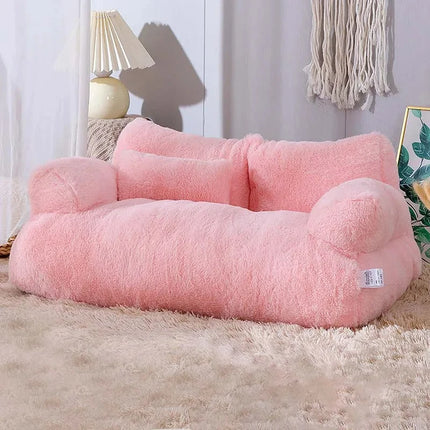 Pawstrip Luxe Katten Sofa | Pluche Warme Nest | Ademend Anti-Slip Huisdierbed | Compact Comfort | Voor Kleine en Middelgrote Katten Honden | Zachte Rugleuning | Verkrijgbaar in Kaki, Roze, Geel, Beige