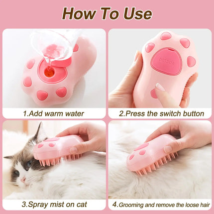 PuffiCare Elektrische Verzorgingsborstel | 3-in-1 Ontspanning, Reiniging & Massage voor Katten en Honden | USB-Oplaadbaar