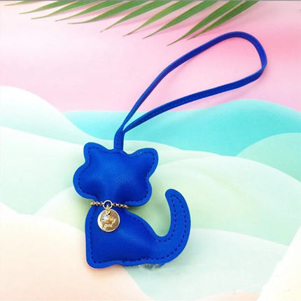 PU Leren Sleutelhanger met Kattenhanger | Schattige Dieren Sleutelhanger voor Dames | Tasaccessoire | Cadeau voor Meisjes | Handtas Decoratie
