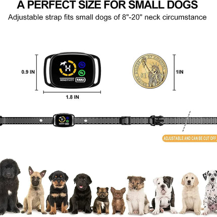 Slimme anti-blafhalsband voor kleine honden | Instelbare gevoeligheid | Comfortabel ontwerp | Oplaadbaar | 20-51 cm halsomtrek