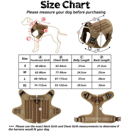 K9 Tactisch Vest voor Honden | Verstelbare Banden, MOLLE-Systeem, Volledige Lichaamsbescherming | Geschikt voor Duitse Herder, Malinois, Franse Bulldog | Maten S-XL