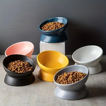 Keramische Voerbak met Verhoogd Oblique Ontwerp voor Honden en Katten | Beschermt Nek en Wervelkolom | Duurzaam en Stabiel