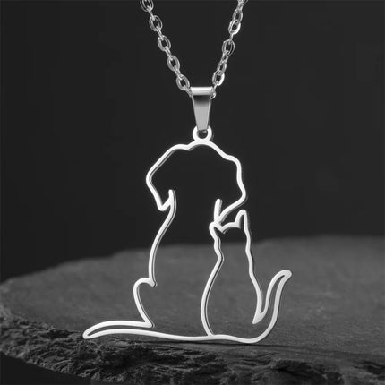 My Shape Dierenvriend Hanger Ketting | Roestvrijstalen Kat & Hond Sieraad | Dames & Meisjes | Cadeau voor Huisdierliefhebbers | 45cm Verstelbaar | Allergievrij | Goud & Zilver