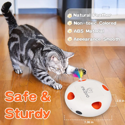 INKZOO Automatisch Katten Speelgoed | Interactieve Muis Veer Spel | Sensor Activering | 7 Openingen | Oplaadbare Batterij | Kattenvermaak | Onregelmatige Bewegingen | Duurzaam Plastic
