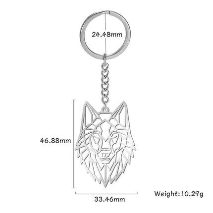 Sleutelhanger wolf | Punk dierenhanger | RVS sleutelring voor jongens, kinderen & heren | Stoer cadeau | My Shape accessoire | Modieuze sleutelhanger voor tassen, sleutels & rugzakken