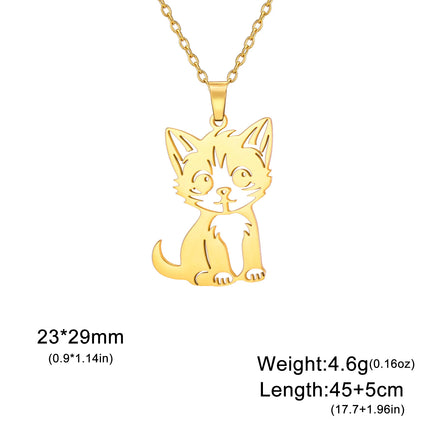 Kattenhanger ketting dames | Roestvrijstalen sieraden | Schattige katten dierenhanger | Trendy halsketting | Cadeau voor kattenliefhebbers | Goud & staal | Jeshayuan