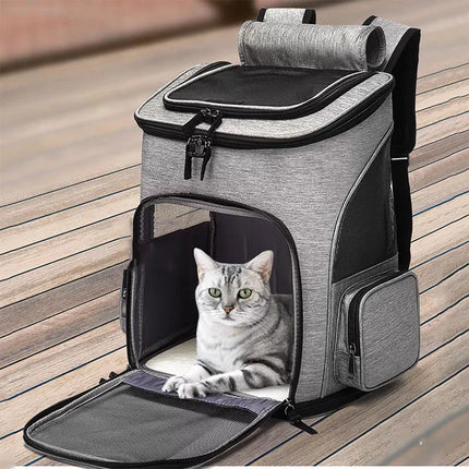 Ademende Reisrugzak voor Huisdieren | Grote Opvouwbare en Uitschuifbare Draagtas | Geschikt voor Katten en Kleine Honden | Met Ventilatie Mesh and Verstevigde Draagbanden
