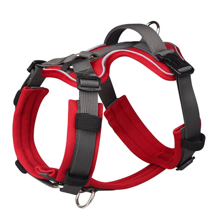 Reflecterend Hondentuig met Handvat | In Rood, Zwart, Oranje | Comfortabel, Waterdicht en Ademend Mesh | Geschikt voor Alle Hondenmaten