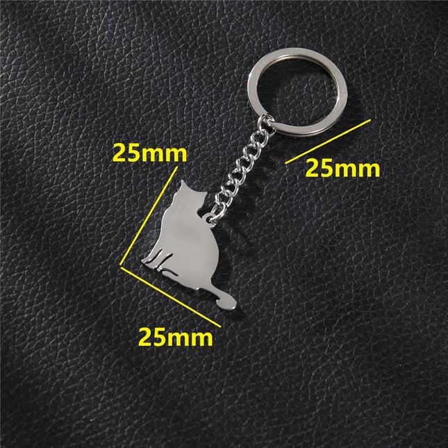 Dames Sleutelhanger Kat | RVS Sleutelhanger met Schattige Kitten Hanger | Sleutelhanger voor Tas, Portemonnee, Rugzak of Autosleutel | Zilver Cadeau Accessoire