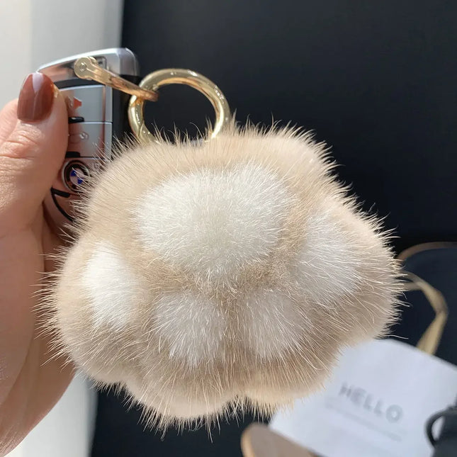 Schattige kattenpoot sleutelhanger | Pluche tas hanger | Imitatie nerts vacht | Decoratief accessoire voor tas, autosleutel of rugzak | Perfect cadeau voor meisjes