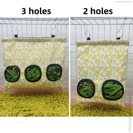 Hooizak voor kleine dieren | Hamster Konijn Cavia Voerhouder | Oxford Stof | Metalen Haak | Verspilling Verminderen | Kooihouder | Rood Groen Geel Oranje | Duurzame Kooivoeder Accessoires