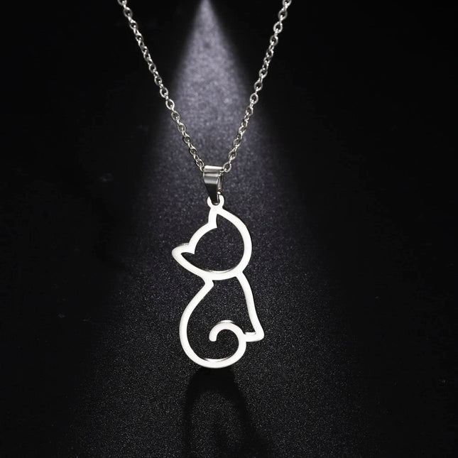 Katten Ketting voor Dames | RVS Hanger met Schattige Katten | Trendy Dieren Sieraad | Cadeau Idee | Zilver & Goud | Jeshayuan | Allergievrij | Modieuze Dames Halsketting