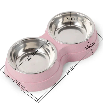 PawPerfect Dubbele Set | Roestvrijstalen Eet- & Drinkbakken voor Huisdieren | Antislip, Duurzaam & Hygiënisch