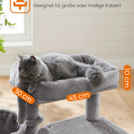 FEANDREA Kattenmeubel | Grote Observatiedek | Drie Laags | Sisal Krabstammen | Pluche Bal | Lichtgrijs