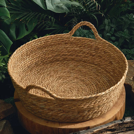 Ronde Rattan Mand | Ademend Huisdierenbed | Katten en Puppy's | Zomerkoel Bamboe Weefhuis | Comfortabel Slaaphol | Dierenvriendelijk ontwerp