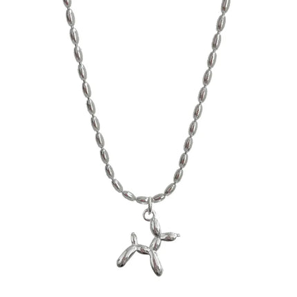 Ballon Hond Ketting Dames | Goud of Zilver Collier | Trendy Dierenhanger Sieraad | Modieuze Hondenketting | Origineel Cadeau voor Vrouwen | Voor Feest, Dagelijks, Party & Geschenk | Fashion Statement Accessoire