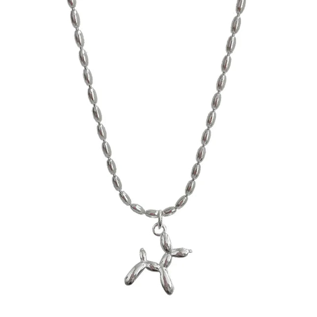 Ballon Hond Ketting Dames | Goud of Zilver Collier | Trendy Dierenhanger Sieraad | Modieuze Hondenketting | Origineel Cadeau voor Vrouwen | Voor Feest, Dagelijks, Party & Geschenk | Fashion Statement Accessoire