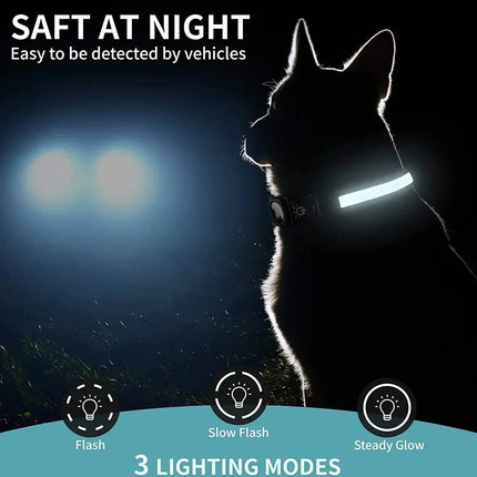 Airtag GPS Tracker | Safe LED Light | Waterproof Dog Collar | USB Rechargeable | Sturdy & Adjustable | Multicolor