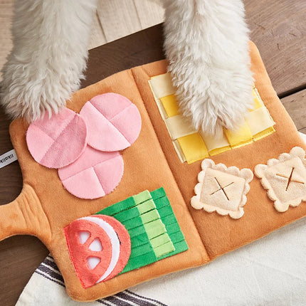 Speelgoed voor Honden | Snuffelmat Pluche en Fleece | Interactief Opvouwbaar Voerspel | Geel | Voor Kleine en Middelgrote Honden | Mentale Stimulatie en Langzaam Eten