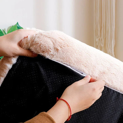 Pawstrip Luxe Katten Sofa | Pluche Warme Nest | Ademend Anti-Slip Huisdierbed | Compact Comfort | Voor Kleine en Middelgrote Katten Honden | Zachte Rugleuning | Verkrijgbaar in Kaki, Roze, Geel, Beige