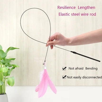FeatheryFun Interactief Vermaak voor Katten | Zuignap Bevestiging | Rinkelende Bel en Natuurlijke Veren | Stimuleert Gezondheid en Spel