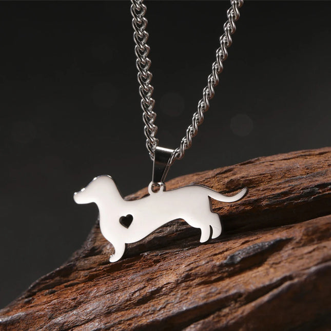 Dachshund Ketting voor Dames & Kinderen | RVS Hondenhanger | Sausage Dog Sieraad | Perfect Cadeau voor Dierenliefhebbers | Zilver Goud | 45+5cm