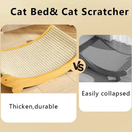 Houten Kattenklimrek | Slijtvast Sisal Krabplank | Uitneembaar Kattenbed | Kitten Speelgoed | Multifunctioneel Slaapbed | Antislip en Duurzaam | Voor Elke Seizoen | Geschikt Voor Katten Tot 6 kg