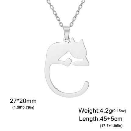 Katten Ketting voor Dames | Roestvrijstalen Hanger met Schattige Kat |  Goud & Zilver | Dierensieraad | Trendy Cadeau Idee