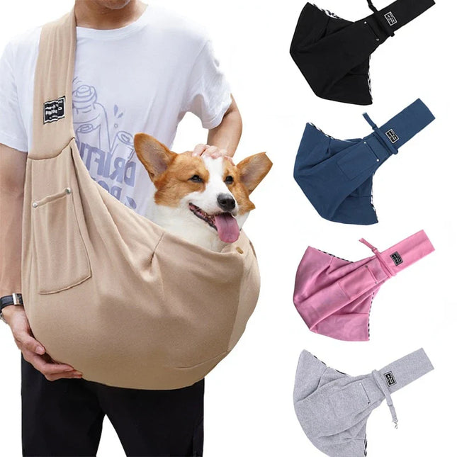 Comfortabele Outdoor Draagzak voor Kleine Huisdieren | Geschikt voor Chihuahua, Yorkie, Pommeren | Voorzien van Handige Opslagzak | Polyester met Enkele Schouderriem