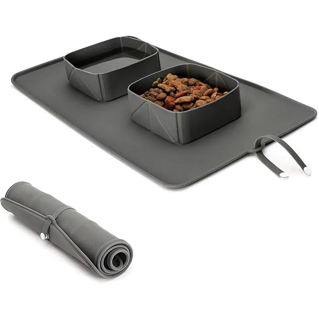 Opvouwbare Siliconen Reisbak voor Honden en Katten | Inclusief Aparte Vakken voor Voer en Water | Antislip Bodem | BPA-vrij