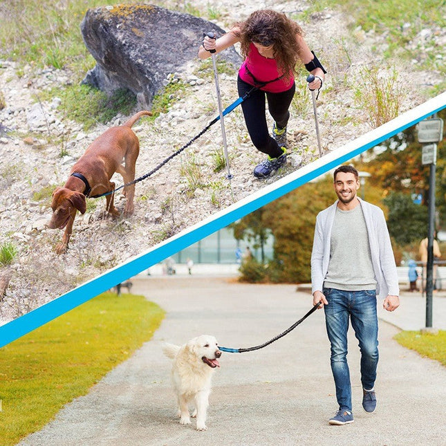 Dubbele Hondenriem Met Elastisch Koord | Reflecterende Stiksels | Voor Wandelen en Joggen