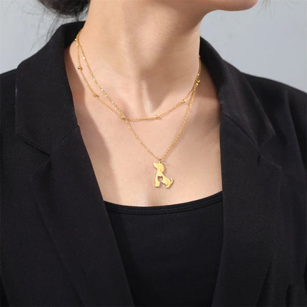 Dames Ketting Met Dierenhanger | Dubbele Laags Choker Met Kat & Hond | Roestvrij Staal | Minimalistisch & Trendy Sieraad | Perfect Cadeau Voor Vriendin, Moeder Of Vriendin