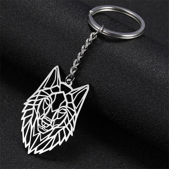 Sleutelhanger wolf | Punk dierenhanger | RVS sleutelring voor jongens, kinderen & heren | Stoer cadeau | My Shape accessoire | Modieuze sleutelhanger voor tassen, sleutels & rugzakken