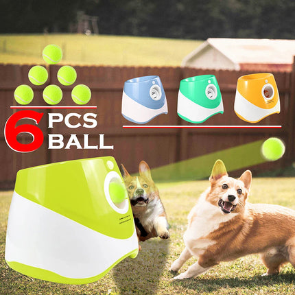 Oplaadbare Interactieve Tennisbalwerper voor Honden | Instelbare Werpafstanden 3m-9m | Inclusief USB Lader & Mini Tennisballen