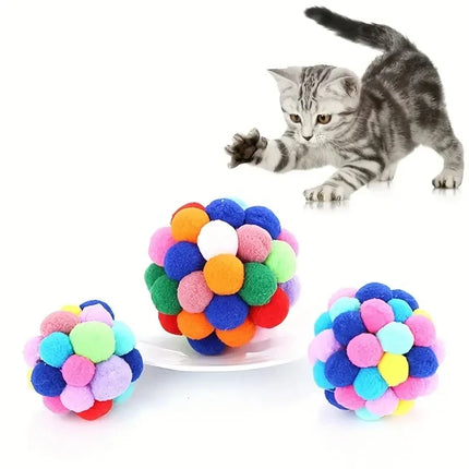 Kleurrijke Pluche Speelballen voor Katten met Belletje | Elastische en Zachte Ballen voor Zelfstandig Speelplezier