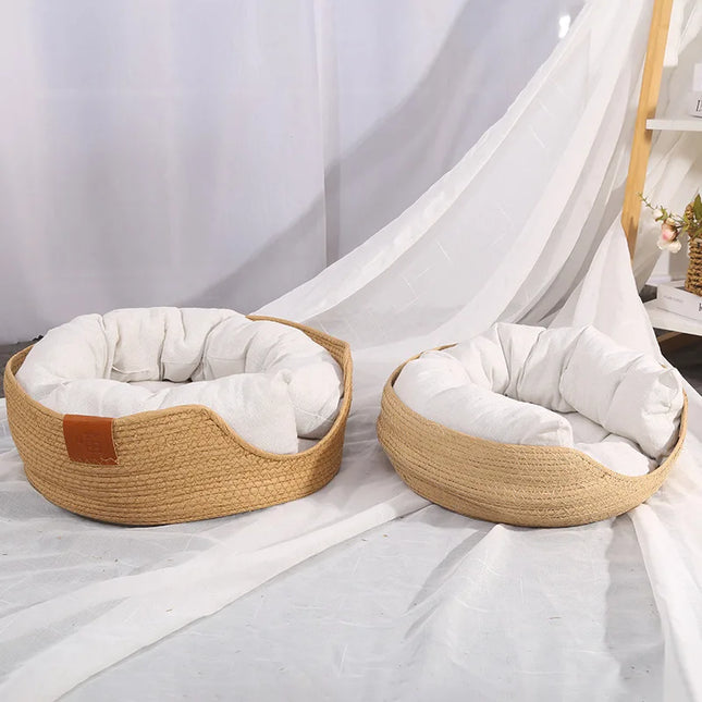 YBPetra Kattenmand | Bamboe Weeftechniek | Eco-vriendelijk | Zacht Meubel voor Binnenkatten | Ademendontwerp | 100% Katoen | Handgeweven Huisdier Sofa | Stijlvol en Duurzaam | Geschikt voor Kleine en Middelgrote Katten