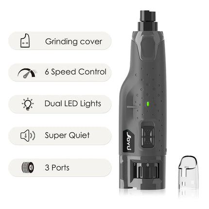 Professionele Elektrische Nagelvijl voor Honden | 6 Verstelbare Snelheden, 2 LED-Lichtjes | Stil Gebruik, Oplaadbaar via USB | Inclusief Stofkap