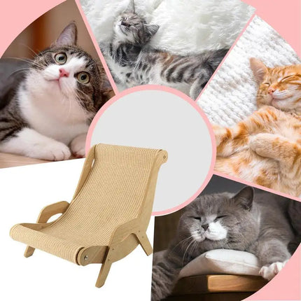 Sisal Kattenstoel | Stevige Houten Krabpaal Voor Huisdieren | Duurzame Krabpaal Voor Binnen & Buiten | Natuurlijke Sisalvezel | Elegante Strandstoel Voor Katten