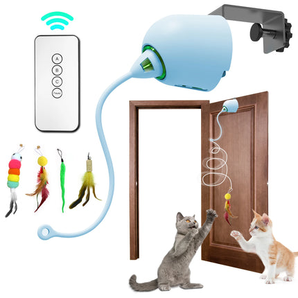 INKZOO Automatisch Katten Speelgoed | Interactieve Muis Veer Spel | Sensor Activering | 7 Openingen | Oplaadbare Batterij | Kattenvermaak | Onregelmatige Bewegingen | Duurzaam Plastic